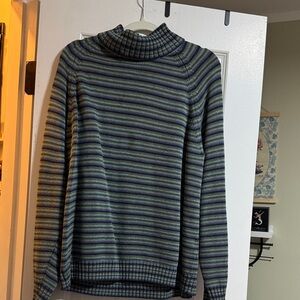 Vintage Lands' End Multicolor Striped Turtleneck Sweater